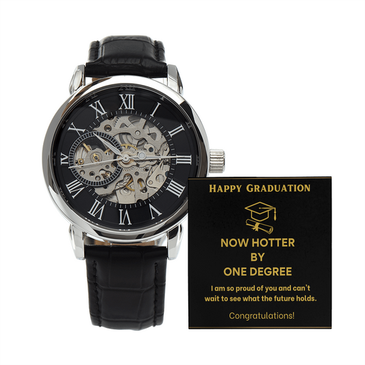 Automatic No Batteries Required Watch. Graduation Gift for Him. Masters Degree Gift, Graduate Gift